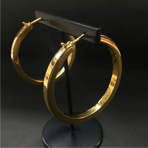 CELINE Gold Tone Hoop Earrings - Picture 3 of 8